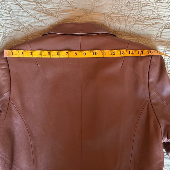 Denim & Co. Cognac Brown Leather Blazer Style Jacket, Size M - Picture 12 of 12